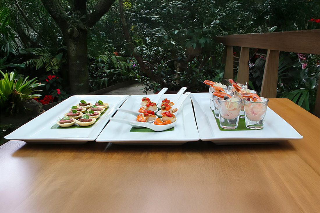 Canapés served in the garden