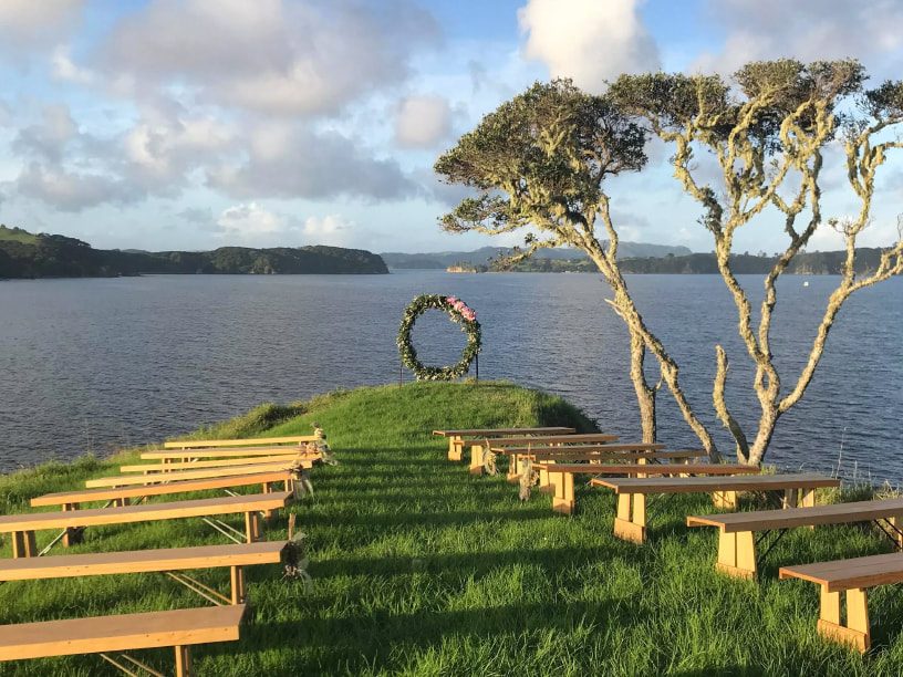 Baylys Farm ceremony site overlooking the water
