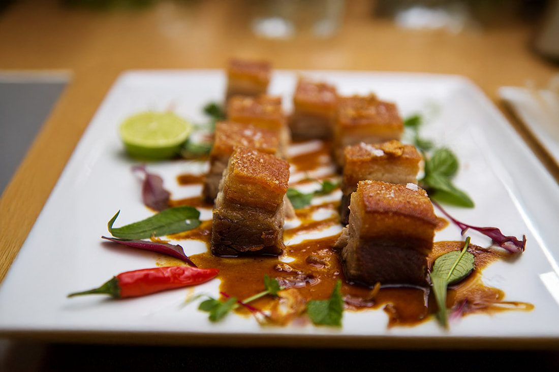 Pork belly canapés