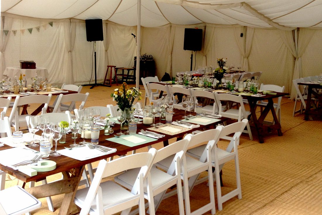 Marquee set for dinner